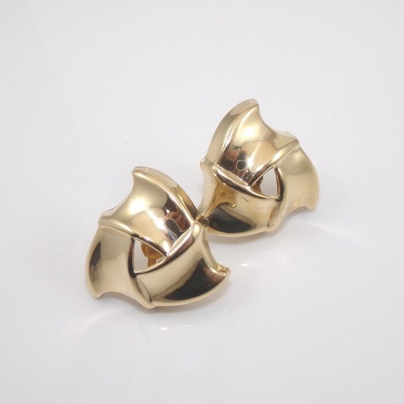 14K Yellow Gold Earrings Large Spiral Pinwheel
